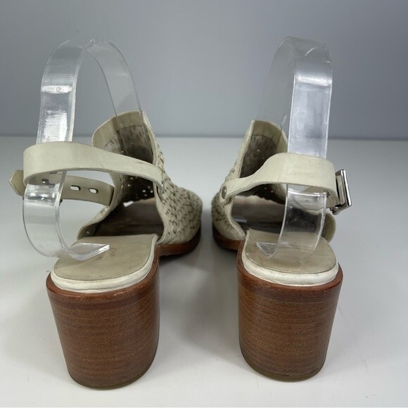 Rag & Bone Wyatt woven leather chunky mid heel slingback sandals ivory white 40 - Picture 10 of 16